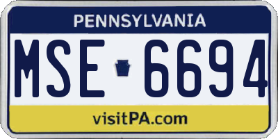 PA license plate MSE6694