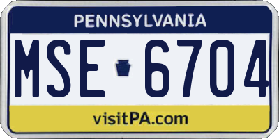 PA license plate MSE6704