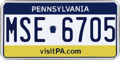 PA license plate MSE6705