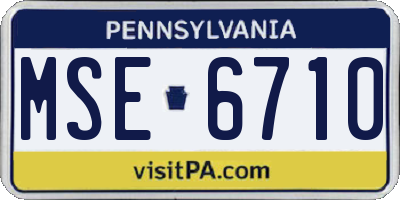 PA license plate MSE6710