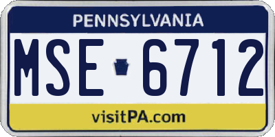 PA license plate MSE6712