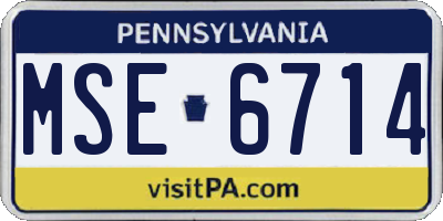 PA license plate MSE6714