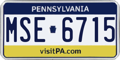 PA license plate MSE6715