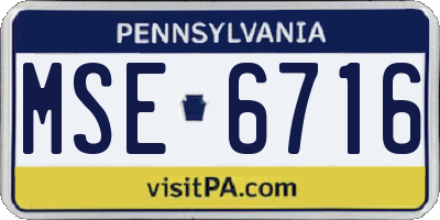 PA license plate MSE6716