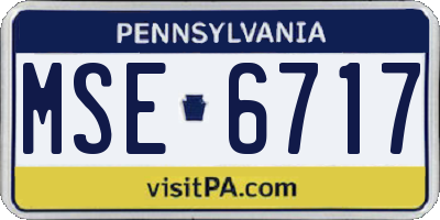 PA license plate MSE6717