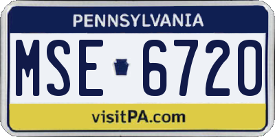 PA license plate MSE6720