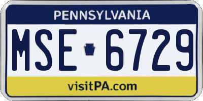 PA license plate MSE6729
