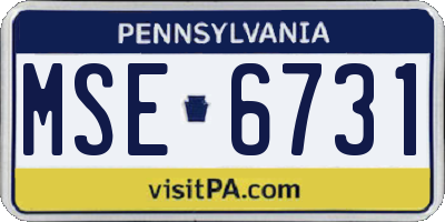 PA license plate MSE6731