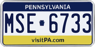 PA license plate MSE6733