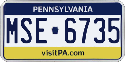 PA license plate MSE6735