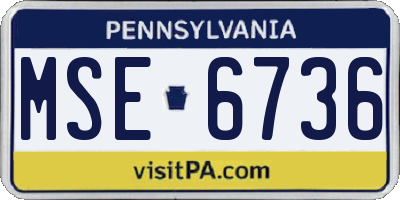 PA license plate MSE6736