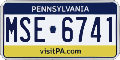 PA license plate MSE6741