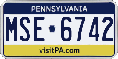 PA license plate MSE6742