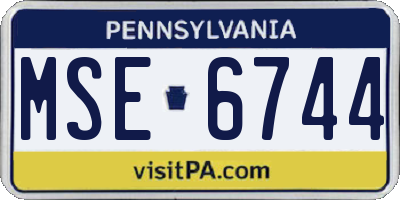 PA license plate MSE6744