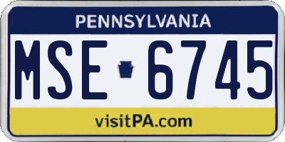 PA license plate MSE6745