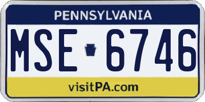 PA license plate MSE6746