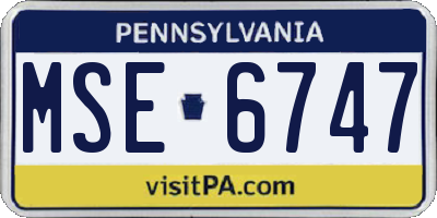 PA license plate MSE6747