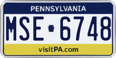 PA license plate MSE6748