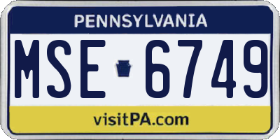 PA license plate MSE6749