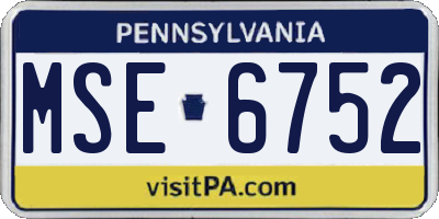 PA license plate MSE6752