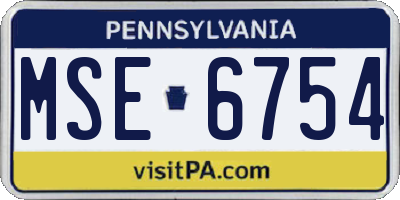 PA license plate MSE6754