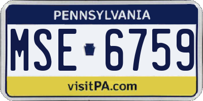 PA license plate MSE6759