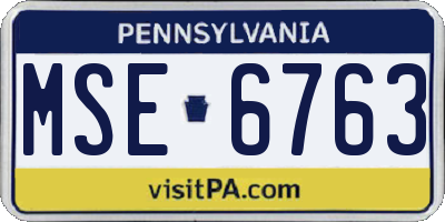 PA license plate MSE6763