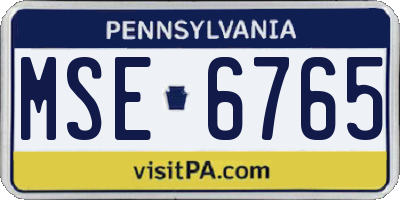 PA license plate MSE6765