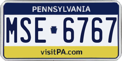 PA license plate MSE6767