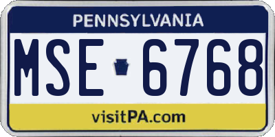 PA license plate MSE6768