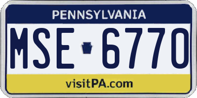 PA license plate MSE6770