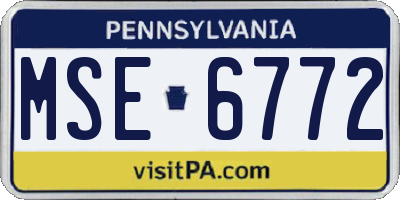 PA license plate MSE6772