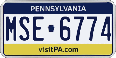 PA license plate MSE6774