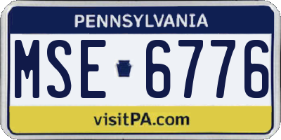 PA license plate MSE6776