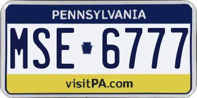 PA license plate MSE6777