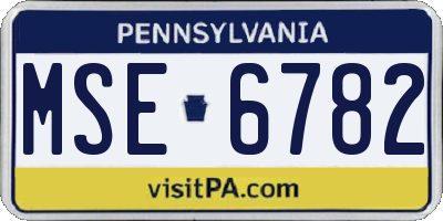 PA license plate MSE6782