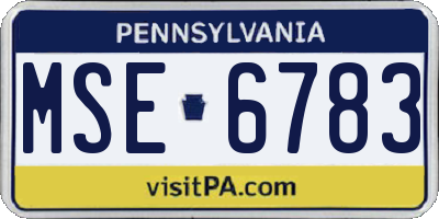 PA license plate MSE6783