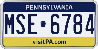 PA license plate MSE6784