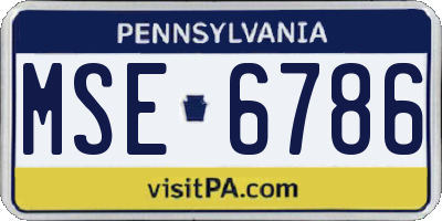 PA license plate MSE6786