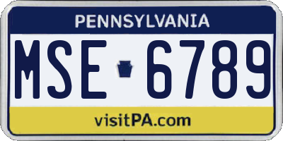 PA license plate MSE6789