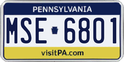 PA license plate MSE6801
