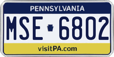 PA license plate MSE6802
