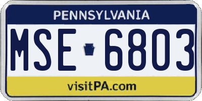 PA license plate MSE6803