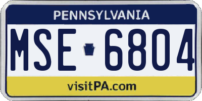 PA license plate MSE6804