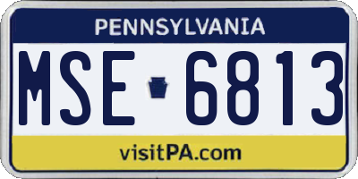 PA license plate MSE6813