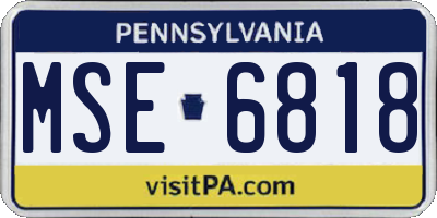 PA license plate MSE6818