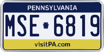 PA license plate MSE6819