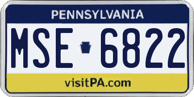 PA license plate MSE6822