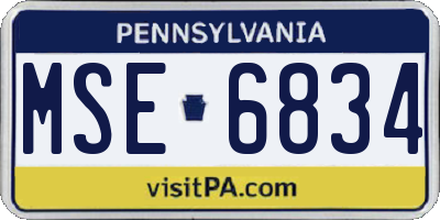 PA license plate MSE6834