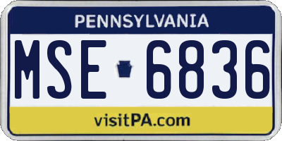 PA license plate MSE6836